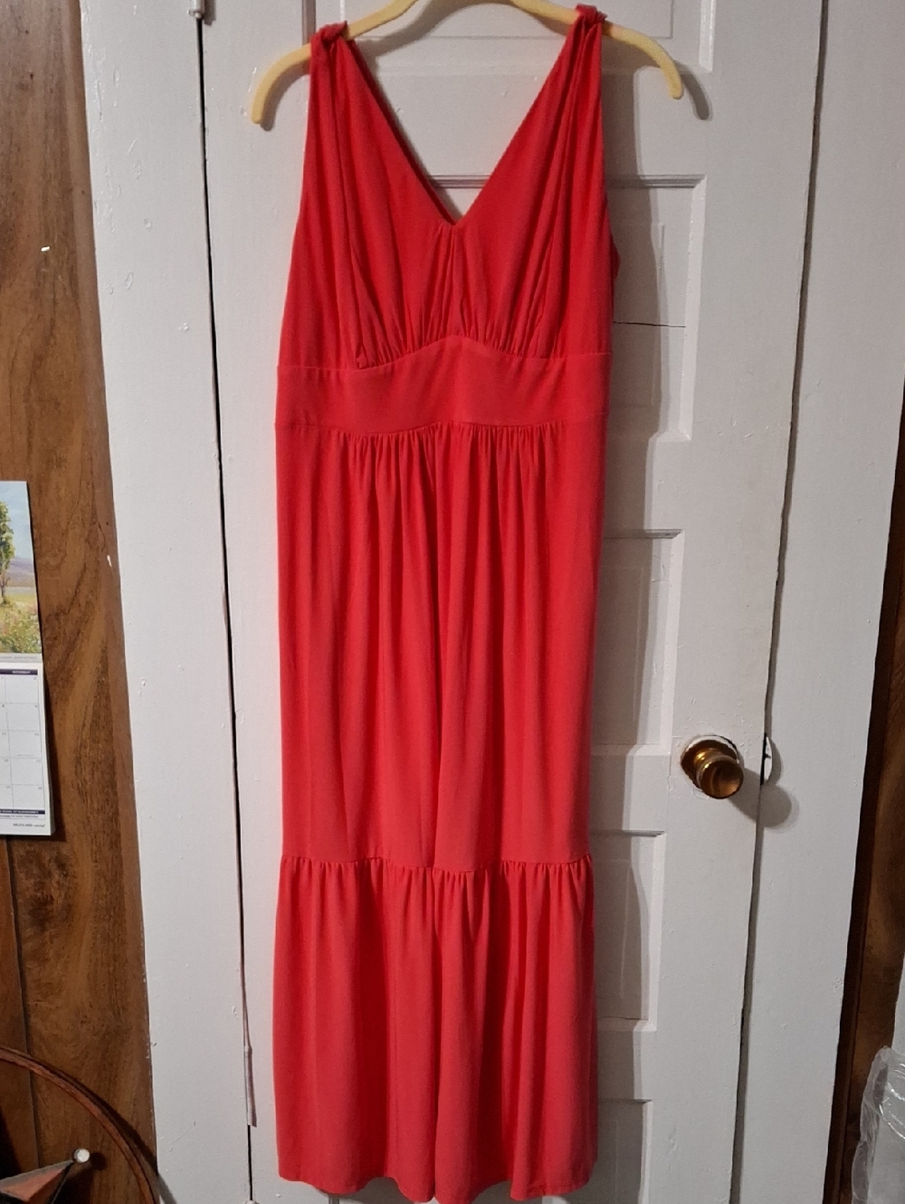 TravelSmith Coral V-Neck Sleeveless Maxi Dress (Mis175)